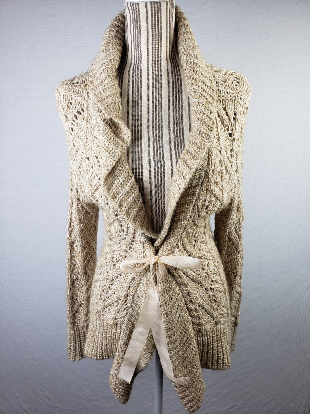 Vintage Lynn Ritchie Cardigan Fairycore Crochet Airy Knit Soft Acrylic size M
